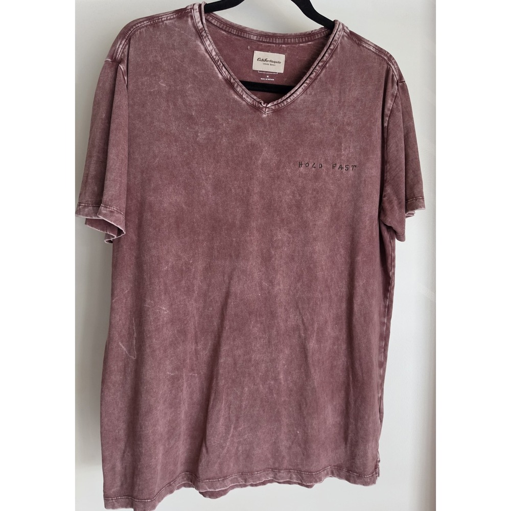 Califortunate Men's V-Neck T-Shirt M Maroon Cotton Short Sleeve Tee Top Casual